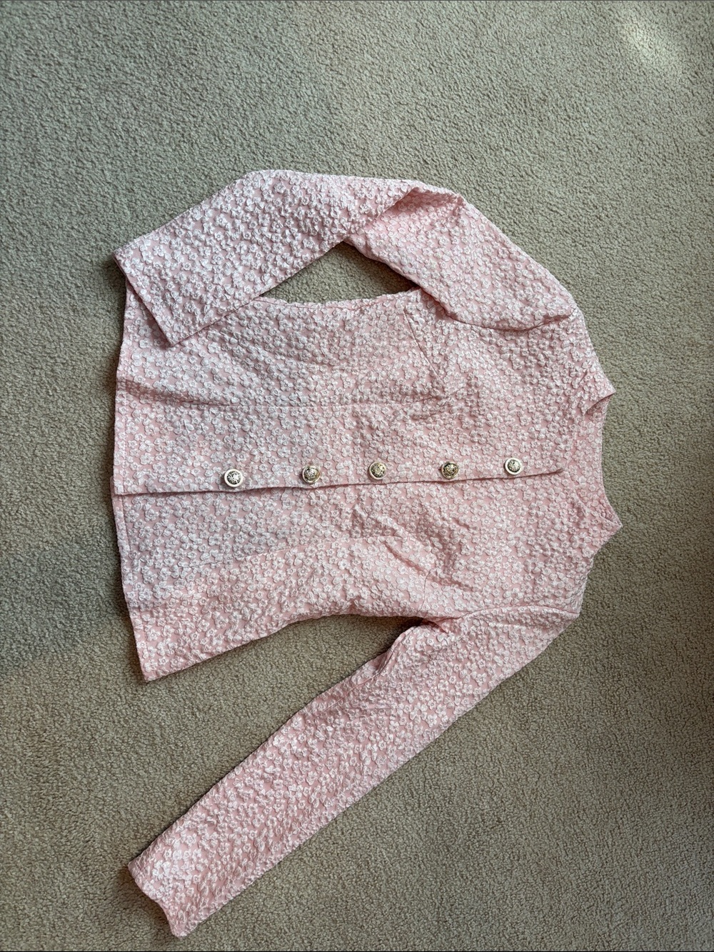 SHEIN Pale Pink Textured Single-Breasted Blazer